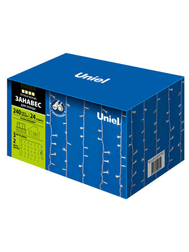 Уличная светодиодная гирлянда Uniel занавес (UL-00003684) теплый белый ULD-C2030-240/TWK Warm White IP67