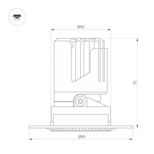 Встраиваемый светильник даунлайт Arlight MS-ARADO-TRIMLESS-R55-7W Warm3000 (WH-WH, 24 deg, 230V) (IP20 Металл) 058776