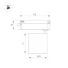 Трековый однофазный светильник Arlight LGD-DYKE-2TR-R75-16W Warm3000 (BK, 38 deg, 230V) 052268