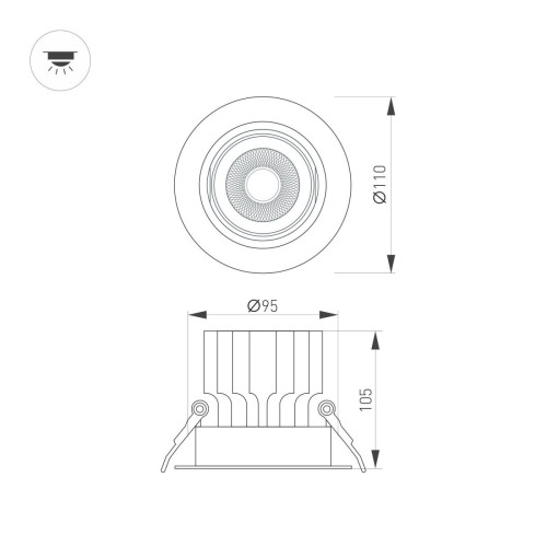Встраиваемый светильник Arlight MS-VORTEX-BUILT-R110-20W Warm3000 (BK-BK, 40 deg, 230V) 057949