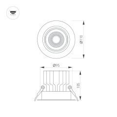Встраиваемый светильник Arlight MS-VORTEX-BUILT-R110-20W Warm3000 (BK-BK, 40 deg, 230V) 057949