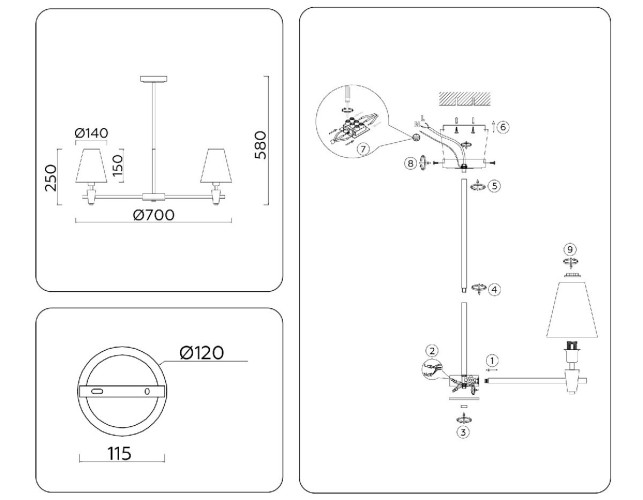 Люстра на штанге Ambrella Light High Light Heigh Light LH75051