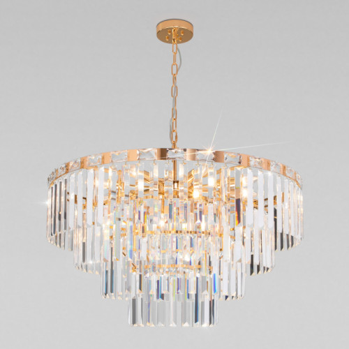 Подвесная люстра Eurosvet Elegante 10130/10 золото/прозрачный хрусталь Strotskis Smart a060643