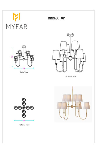 Люстра на штанге Myfar Gabriel MR2430-8P