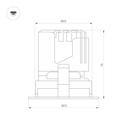 Встраиваемый светильник даунлайт Arlight MS-ARADO-BUILT-R65-9W Warm3000 (WH-WH, 24 deg, 230V) (IP20 Металл) 059105