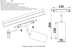 Трековый магнитный светильник Crystal Lux Space CLT 0.33 003 18W BL 3000K