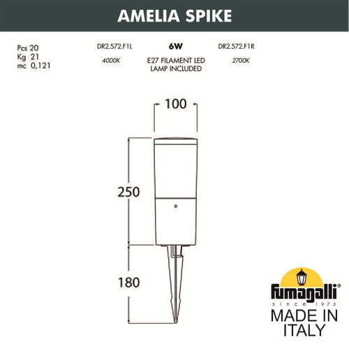 Ландшафтный светильник Fumagalli AMELIA SPIKE DR2.572.000.LYE27