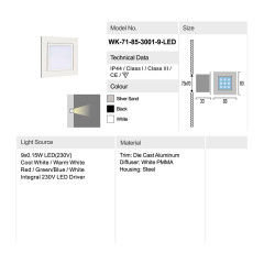 Подсветка для лестниц и ступеней Delight Collection 7185 71-85-3001-H-9 warm white silver