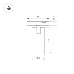 Трековый магнитный светильник Arlight MAG-MICROCOSM-SPOT-R35-5W Day4000 (BK, 36 deg, 24V) 043253
