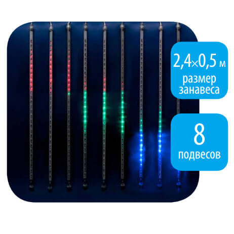 Уличная светодиодная гирлянда (11122) Uniel занавес Падающие звезды 220V разноцветный ULD-E2405-240/DTK MULTI IP44 METEOR