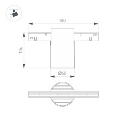 Трековый магнитный светильник Arlight MAG-ORIENT-AXIO-R60-15W Warm3000 (BK, 24 deg, 48V) (IP20 Металл) 059257