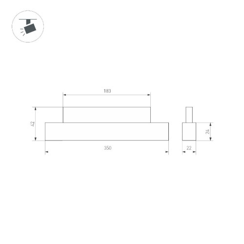 Трековый магнитный светильник Arlight MAG-ORIENT-FLAT-L350-12W Day4000 (BK, 80 deg, 48V) 048750